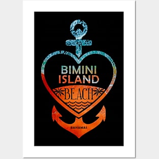 Bimini Island Beach, Bahamas, Sandy Heart Ship Anchor Posters and Art